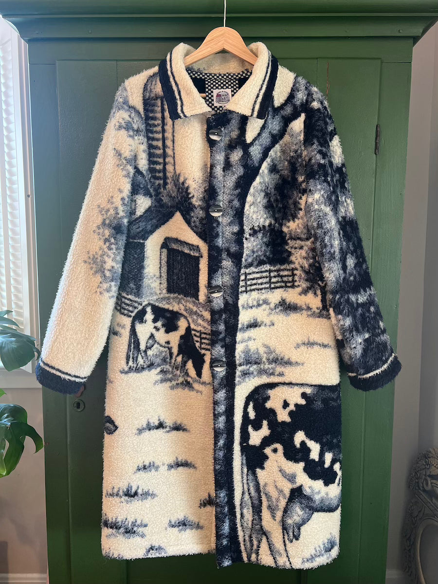 Cows Blanket Coat With Removable Collar