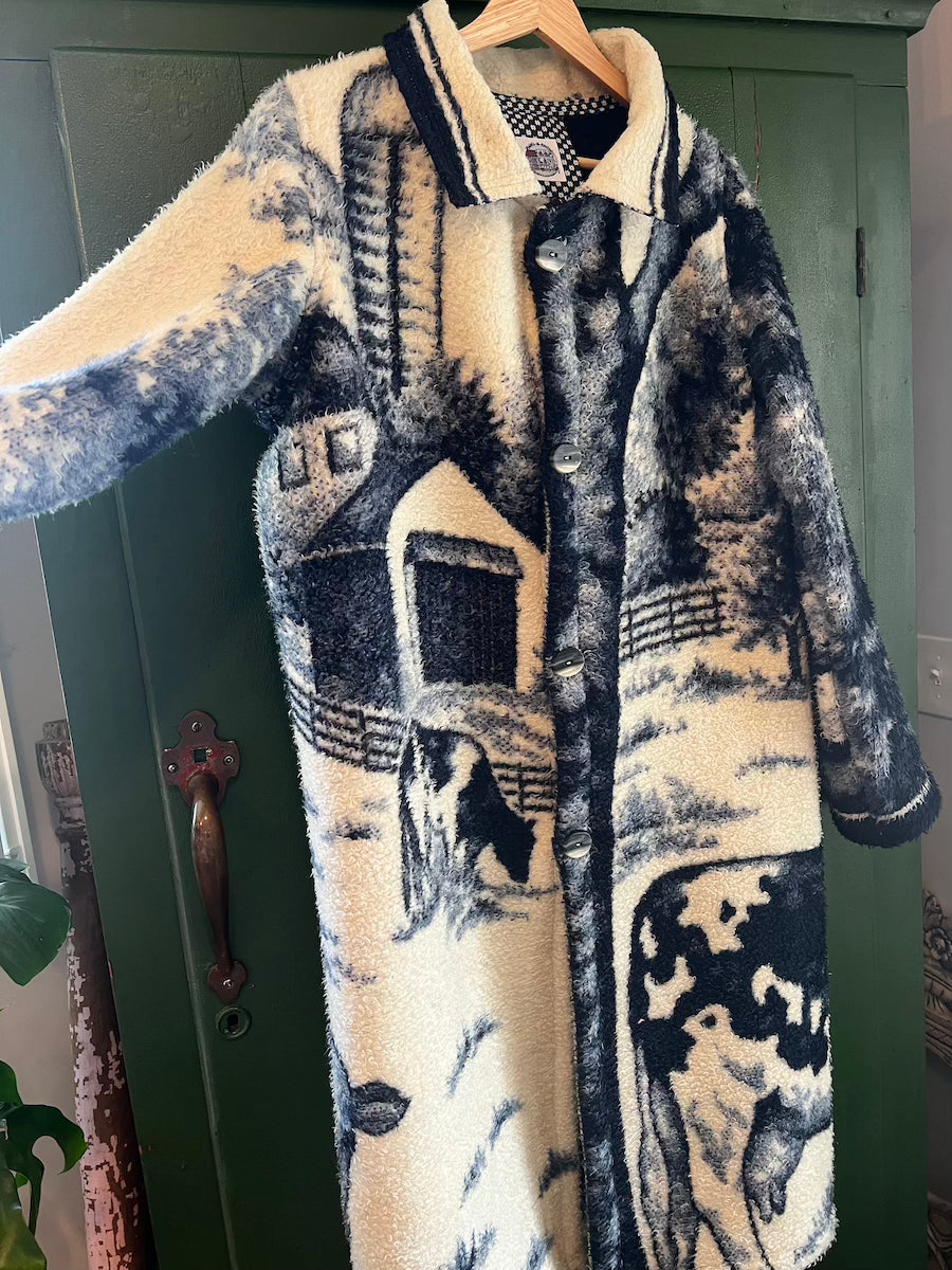 Cows Blanket Coat With Removable Collar