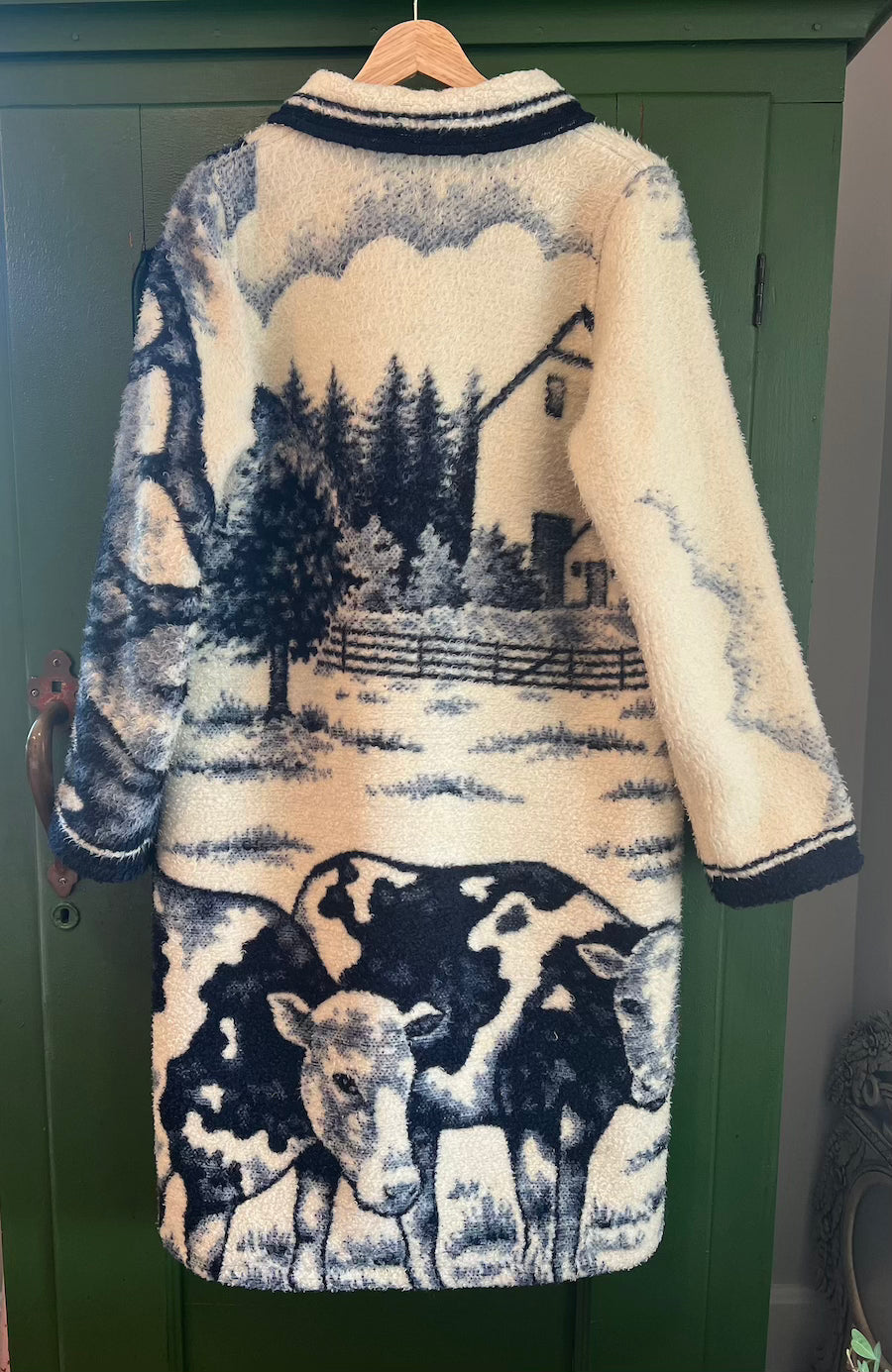 Cows Blanket Coat With Removable Collar