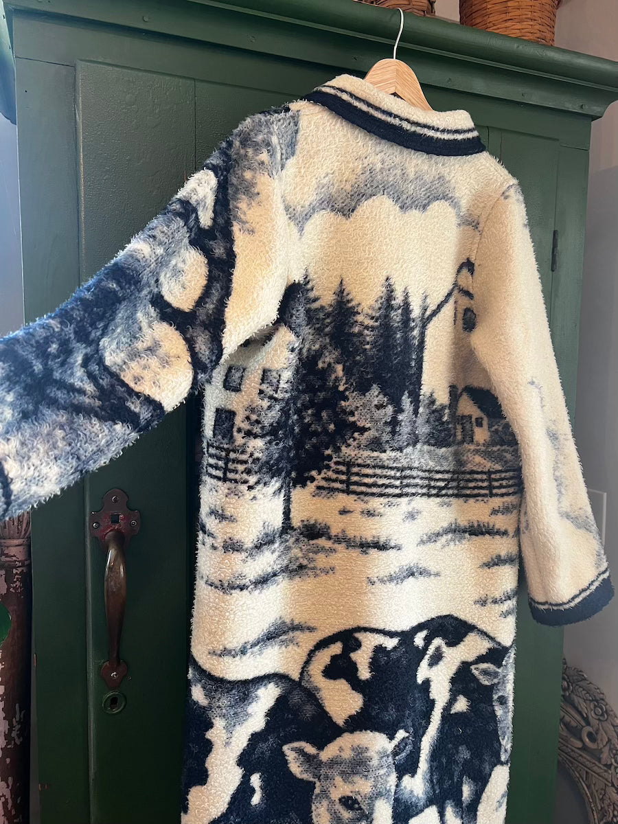 Cows Blanket Coat With Removable Collar