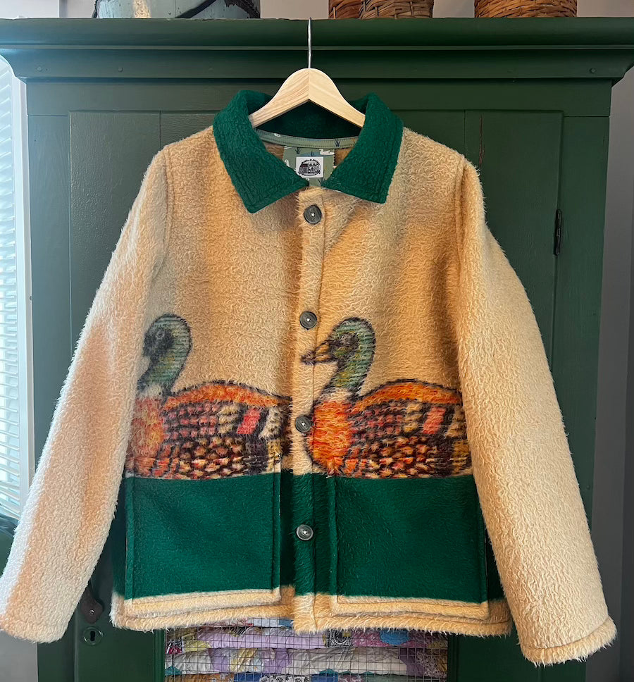 Duck Blanket Coat with Removable Fur Collar