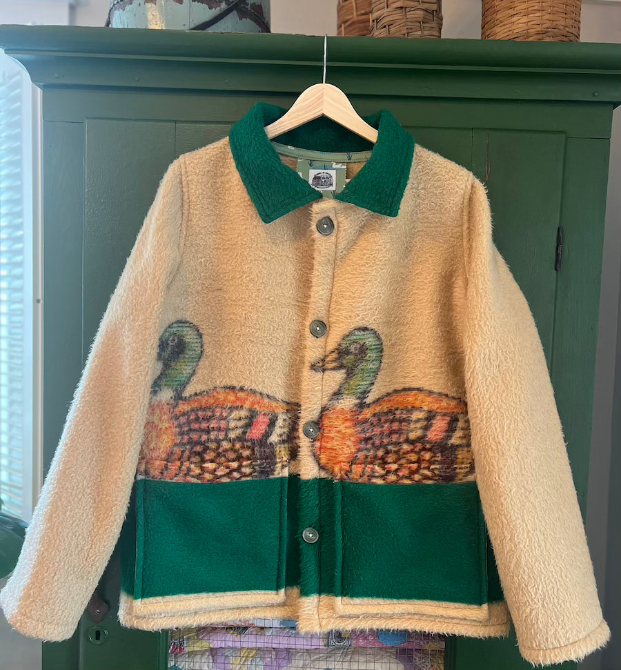 Duck Blanket Coat with Removable Fur Collar
