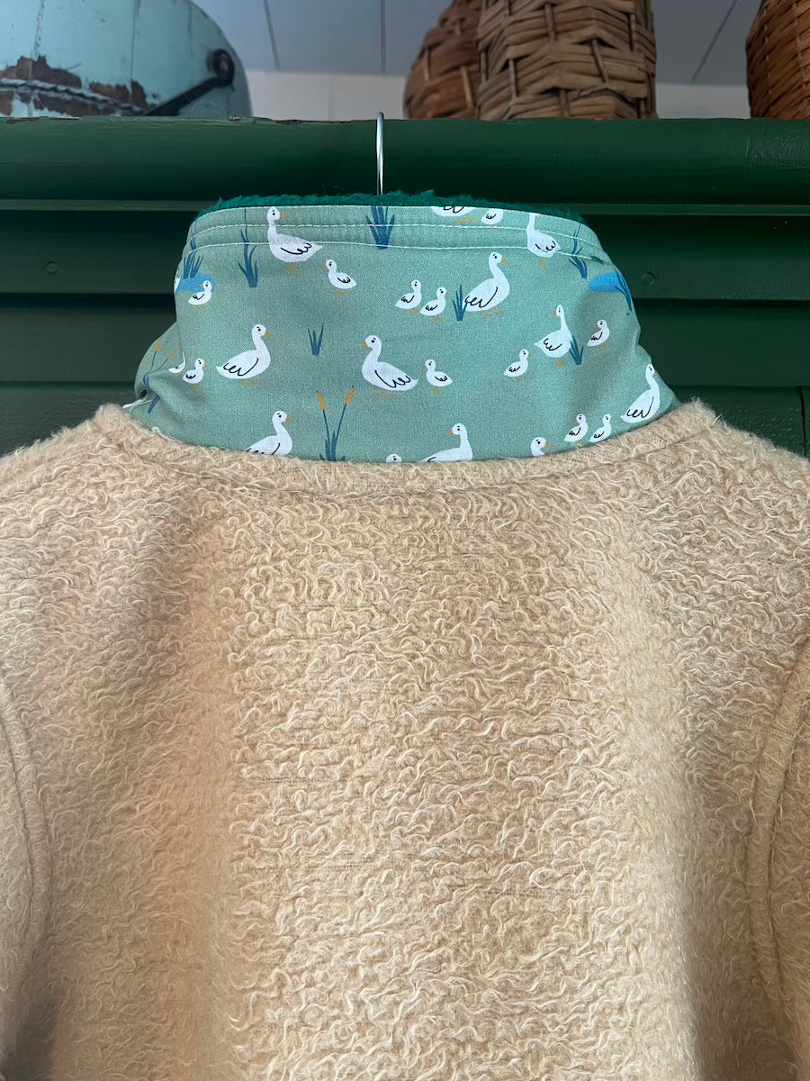 Duck Blanket Coat with Removable Fur Collar