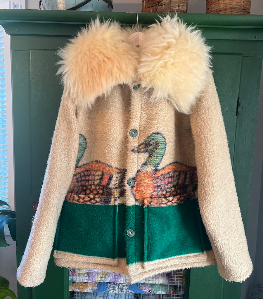 Duck Blanket Coat with Removable Fur Collar