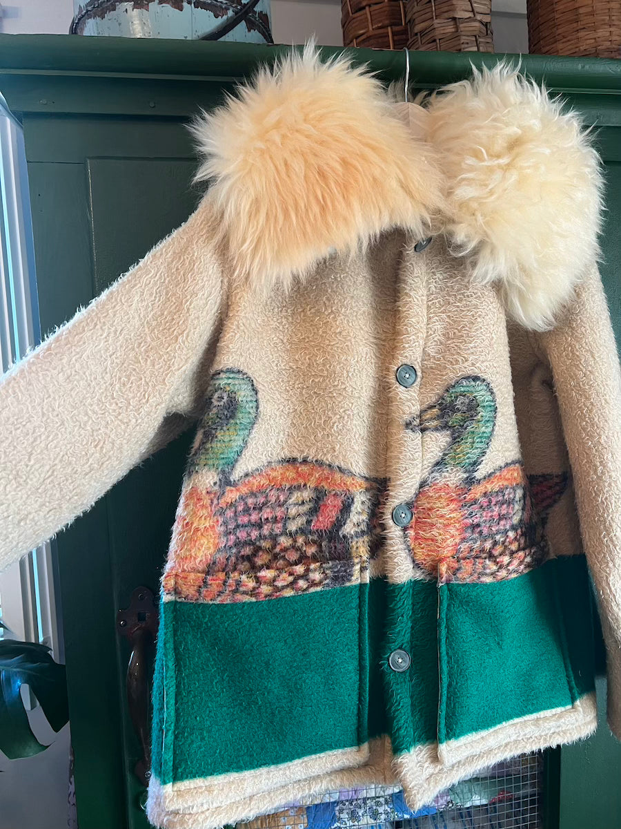 Duck Blanket Coat with Removable Fur Collar