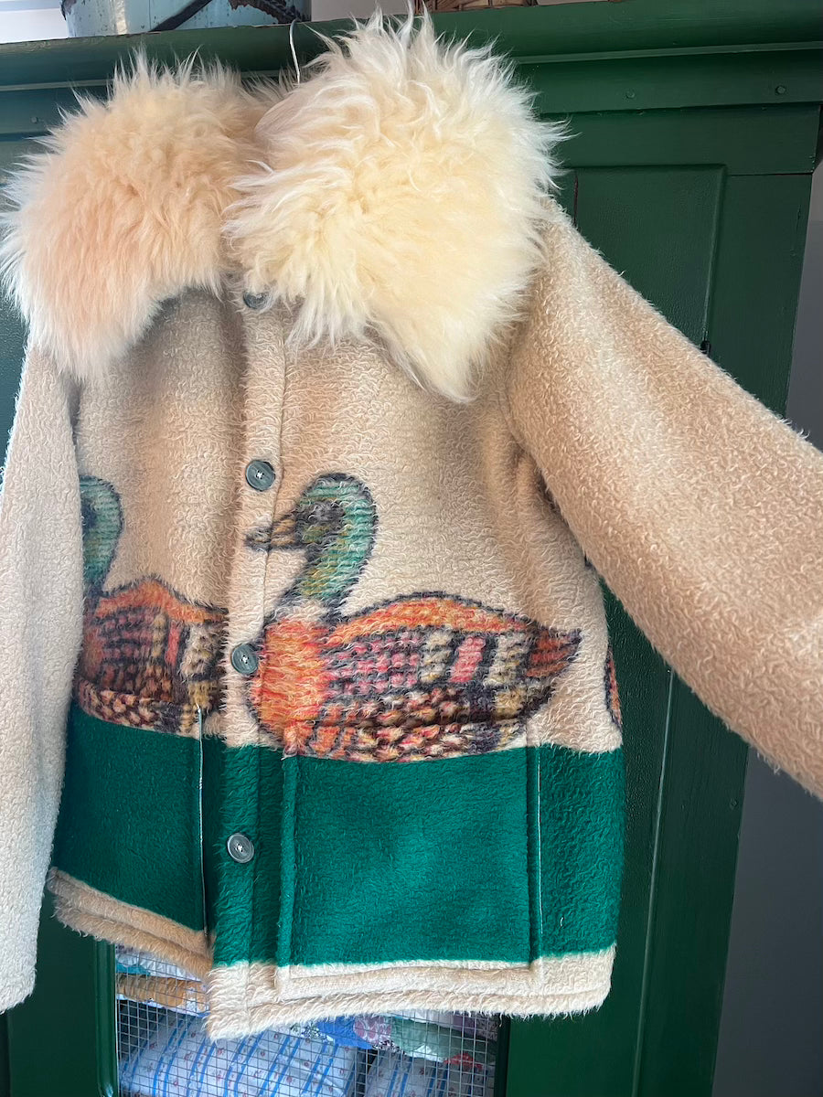 Duck Blanket Coat with Removable Fur Collar
