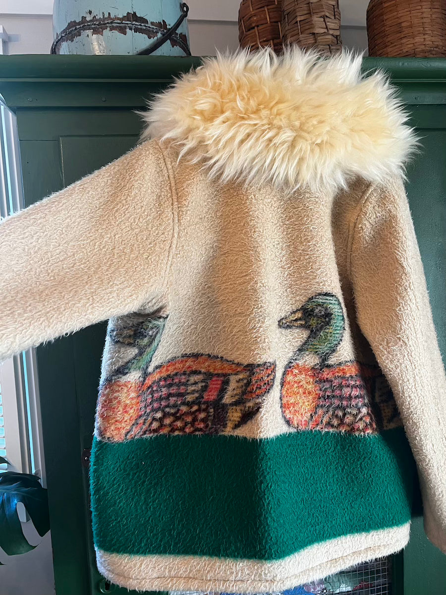 Duck Blanket Coat with Removable Fur Collar