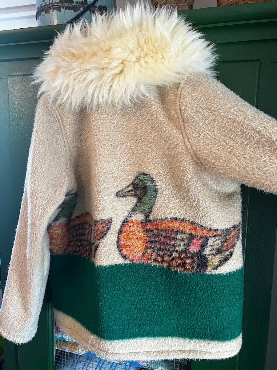 Duck Blanket Coat with Removable Fur Collar