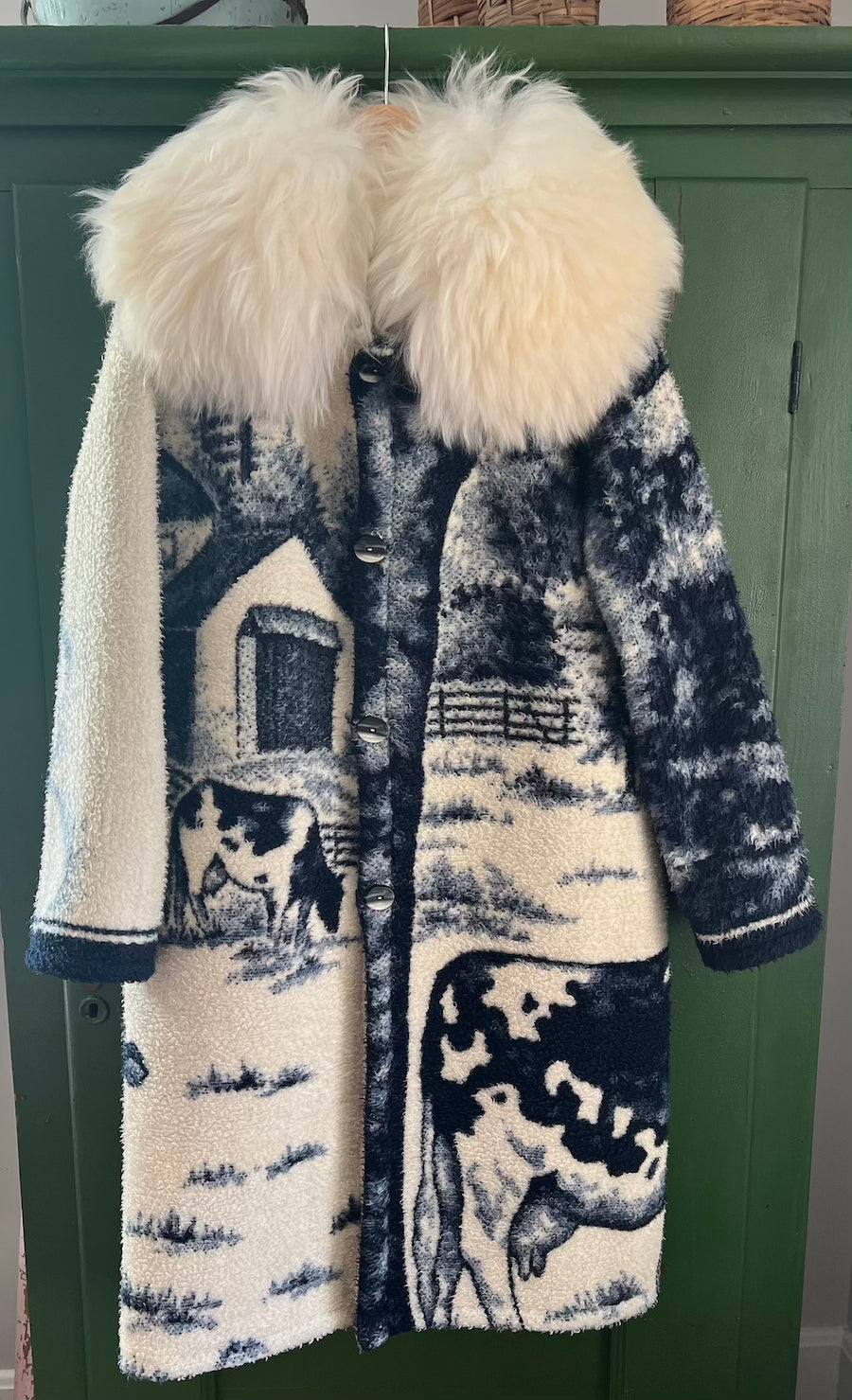 Cows Blanket Coat With Removable Collar