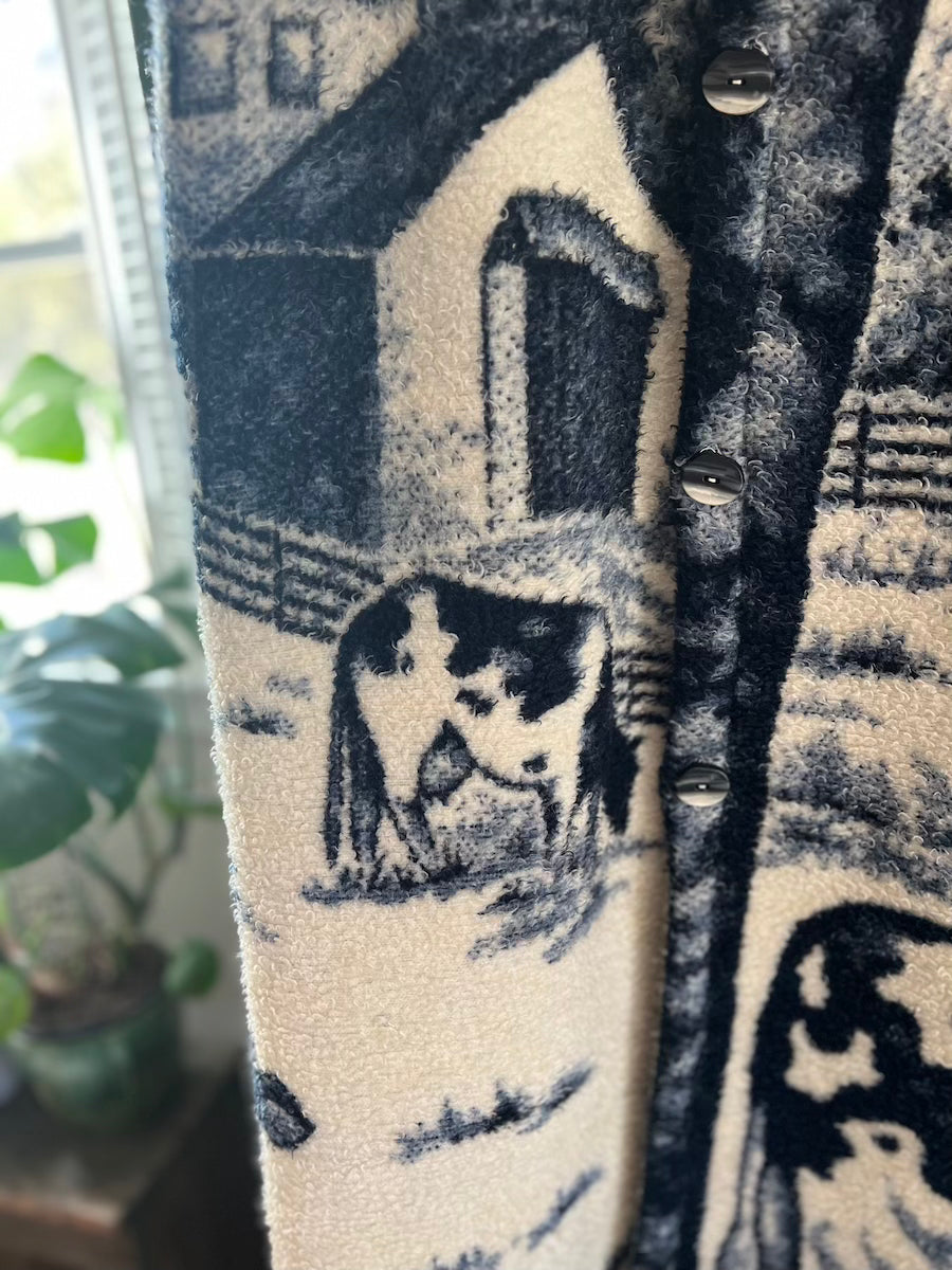 Cows Blanket Coat With Removable Collar
