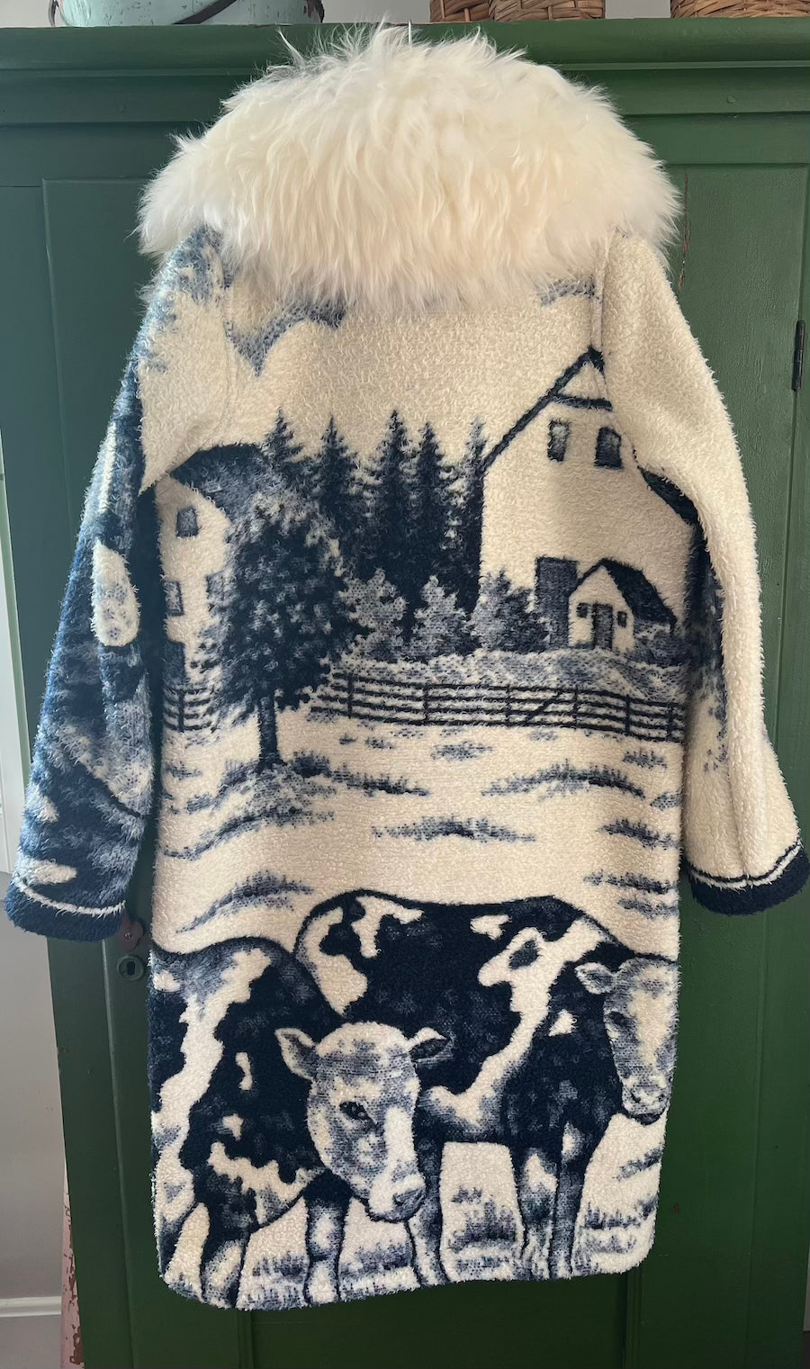 Cows Blanket Coat With Removable Collar
