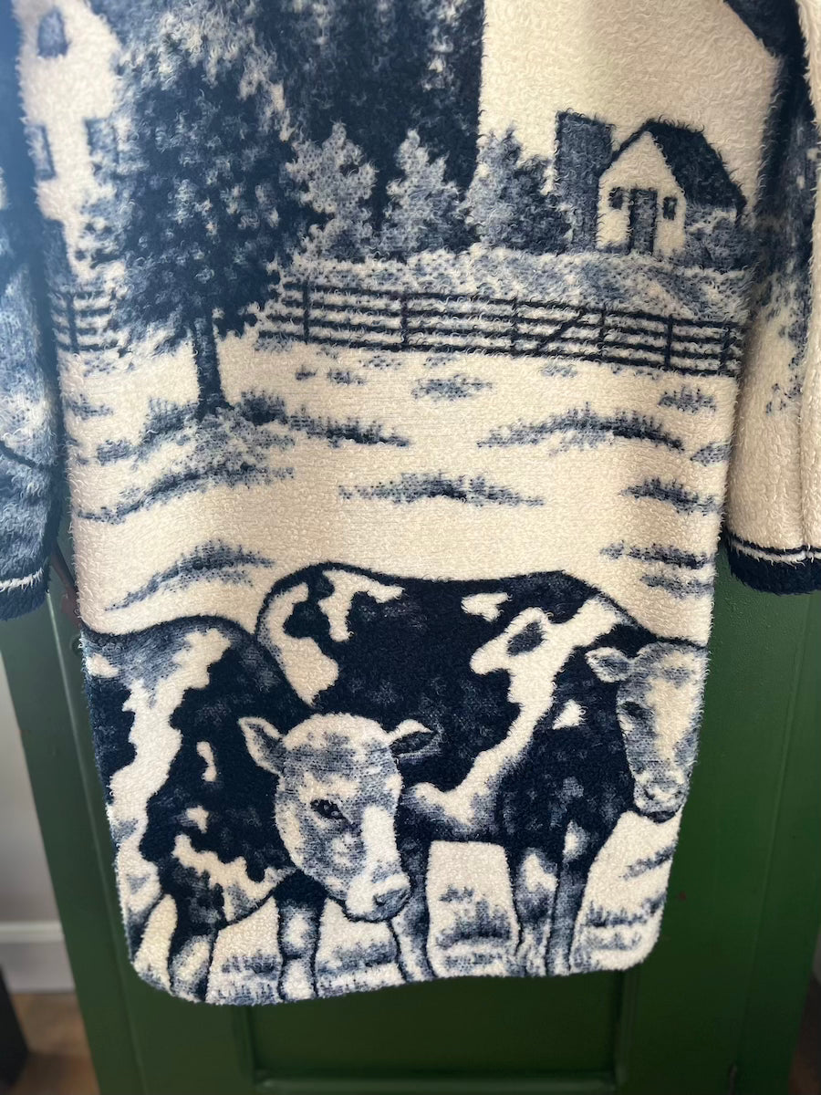 Cows Blanket Coat With Removable Collar