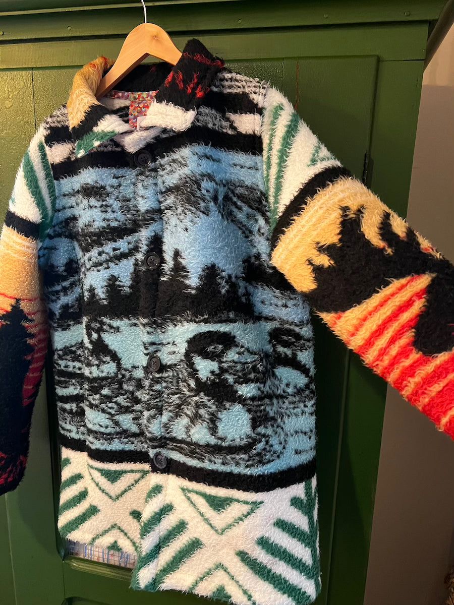 Duck and Moose Blanket Coat with removable collar