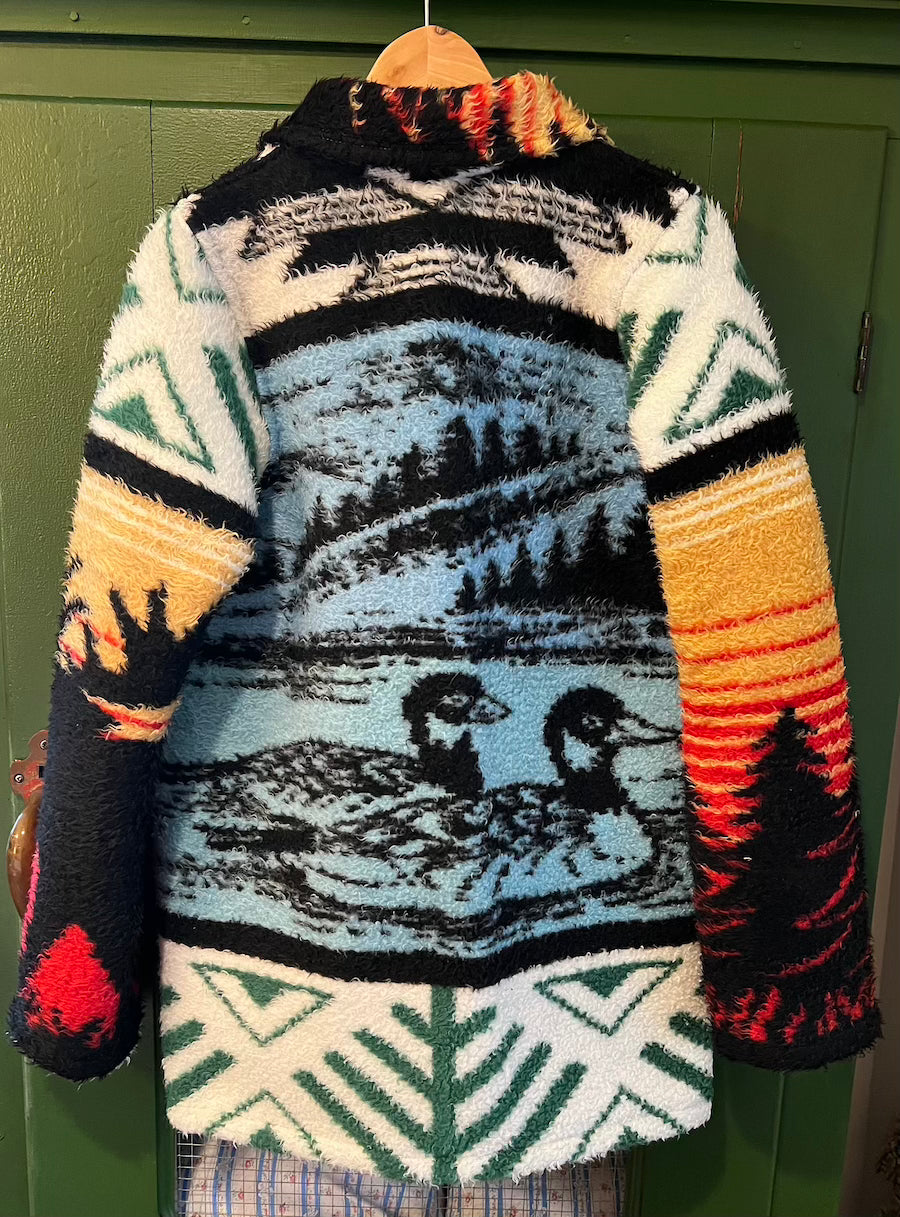 Duck and Moose Blanket Coat with removable collar