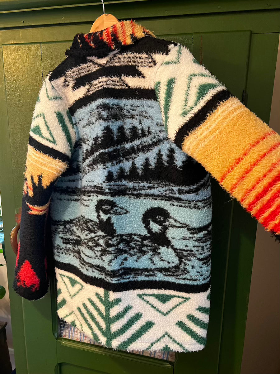 Duck and Moose Blanket Coat with removable collar