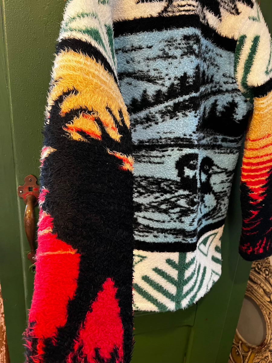 Duck and Moose Blanket Coat with removable collar