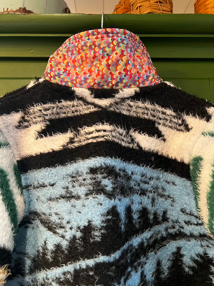 Duck and Moose Blanket Coat with removable collar