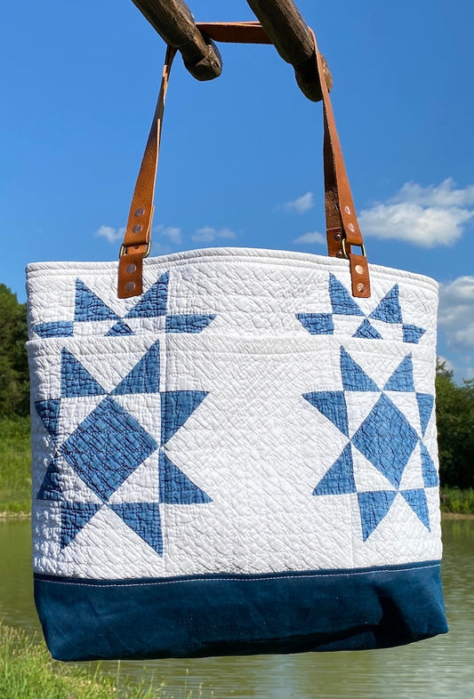 Blue and White Star Quilt Bag (large size)