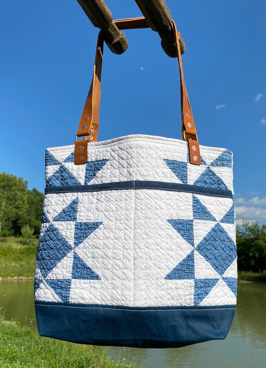 Blue and White Star Quilt Bag (small)