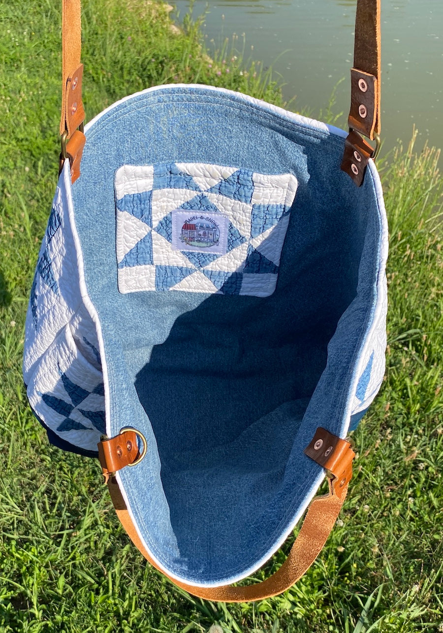Blue and White Star Quilt Bag (large size)