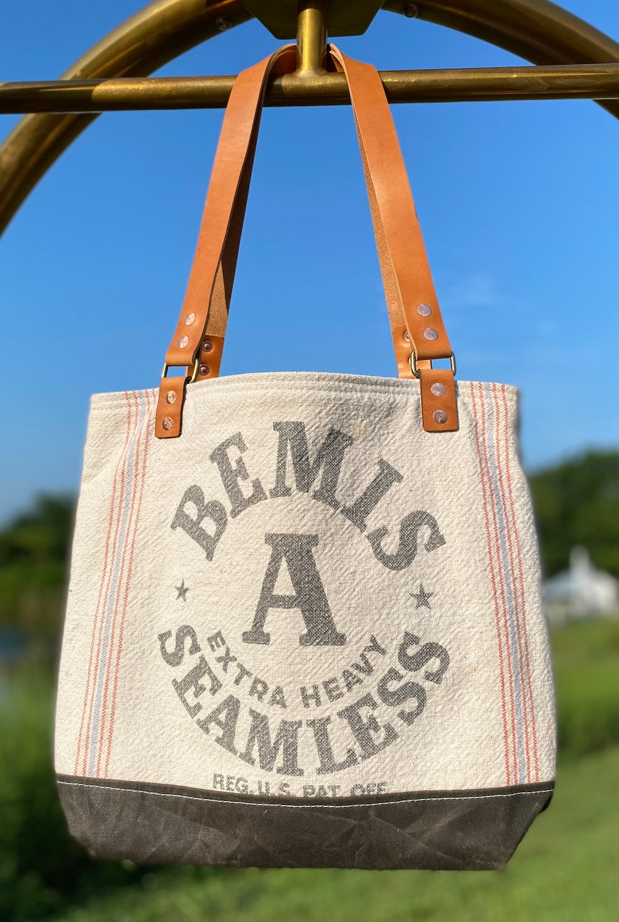 Feed sack bag red and white Bemis Quilt Bag (Small)