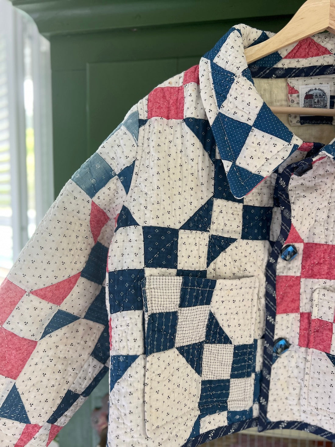 Blue and Pink Cropped Chore Style Jacket