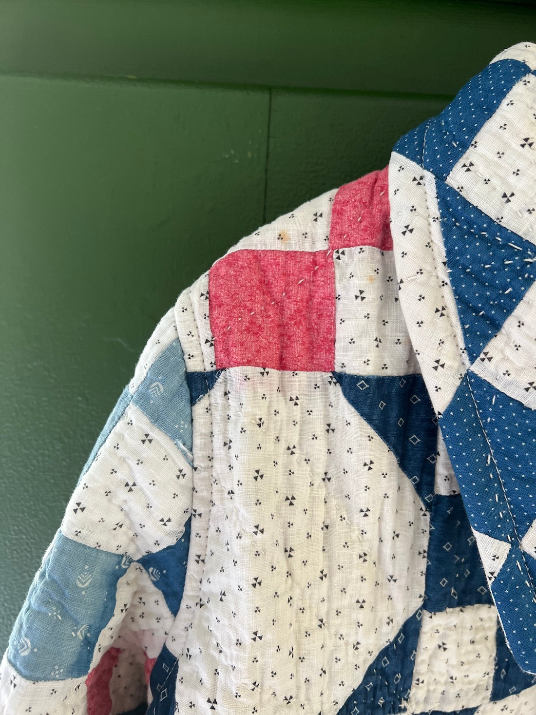 Blue and Pink Cropped Chore Style Jacket