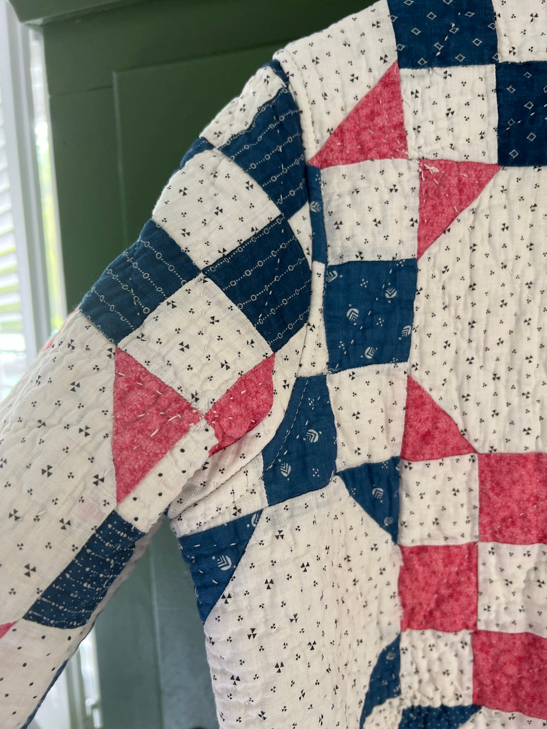 Blue and Pink Cropped Chore Style Jacket
