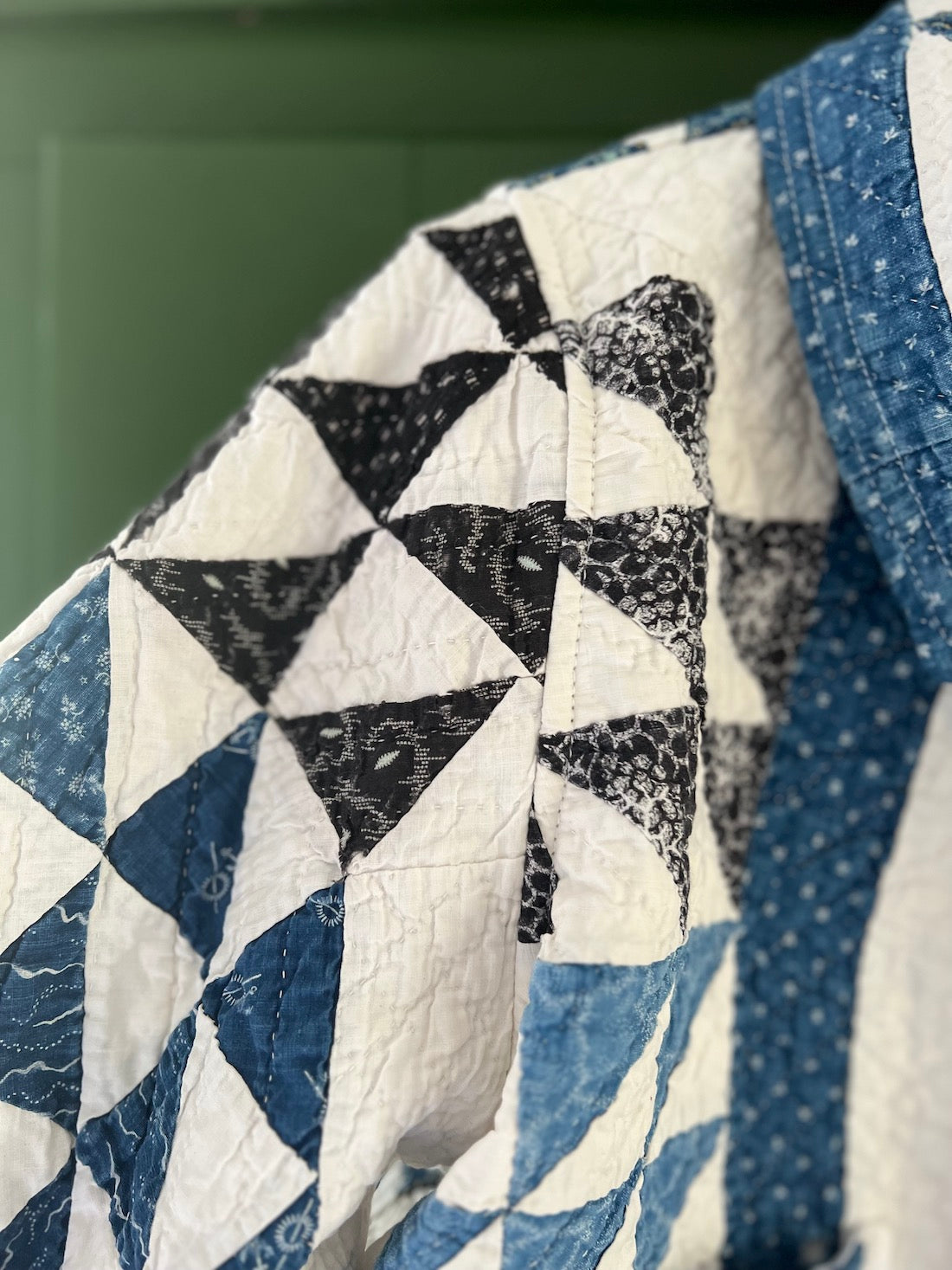 Blue and White Ocean Waves Cropped Chore Style Jacket