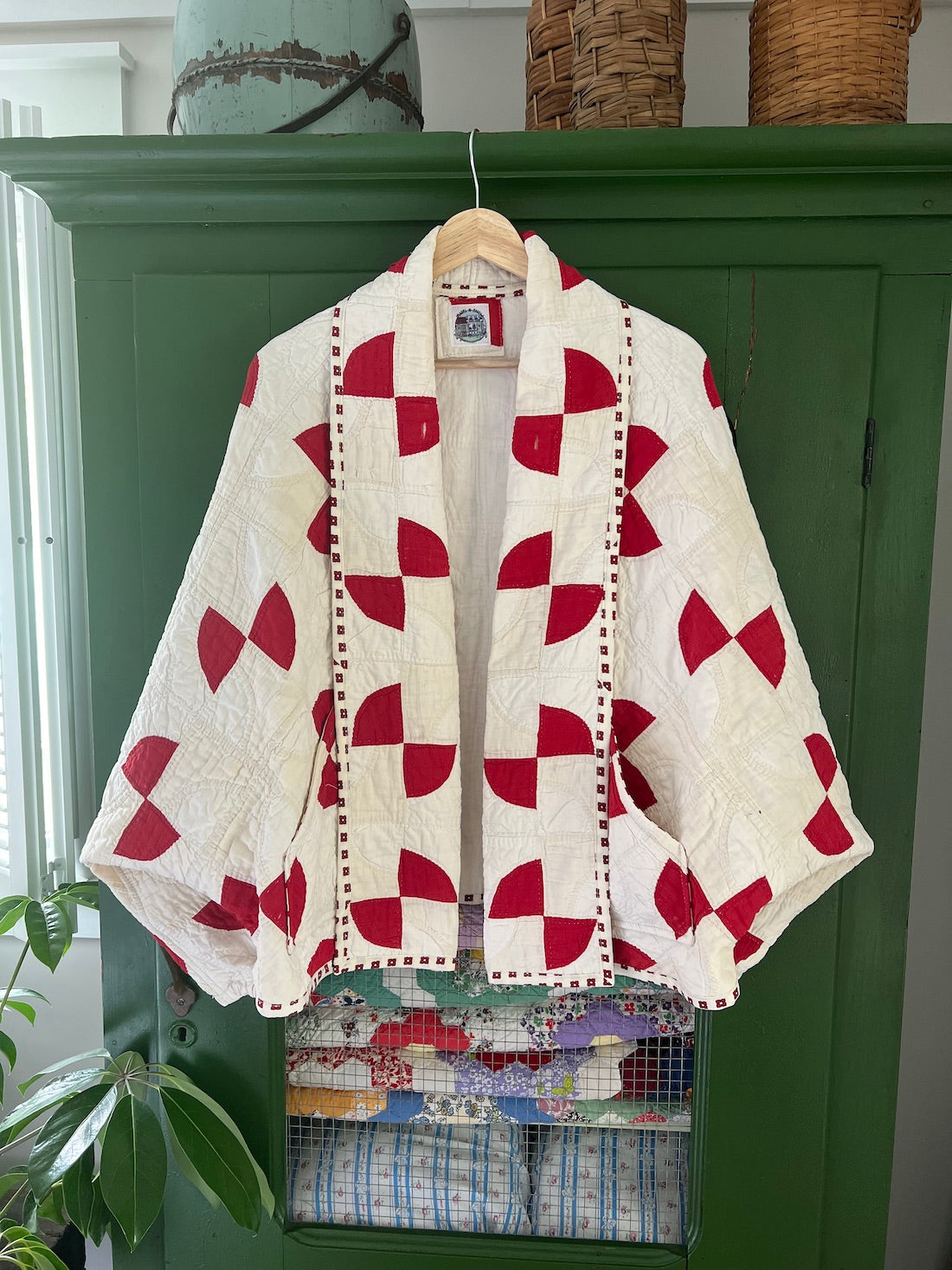 Red and White Drunkards Path Hummingbird Jacket