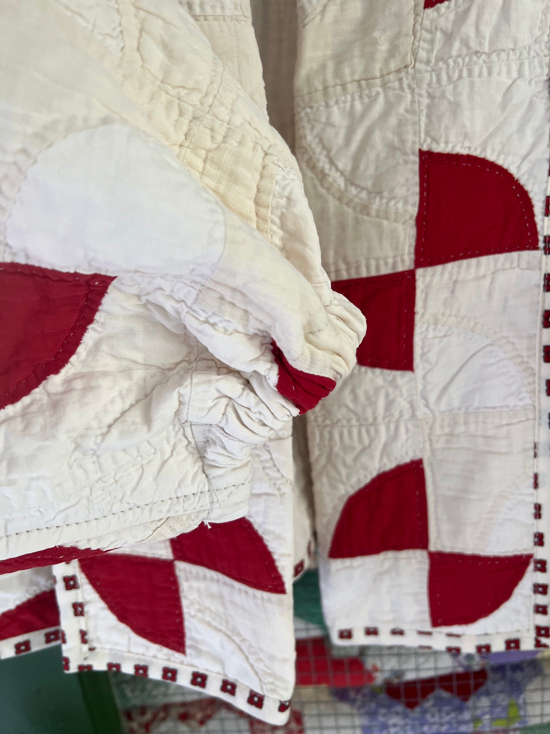 Red and White Drunkards Path Hummingbird Jacket
