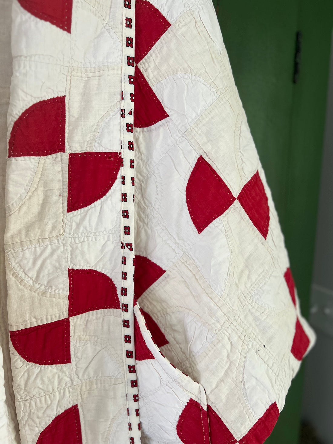 Red and White Drunkards Path Hummingbird Jacket