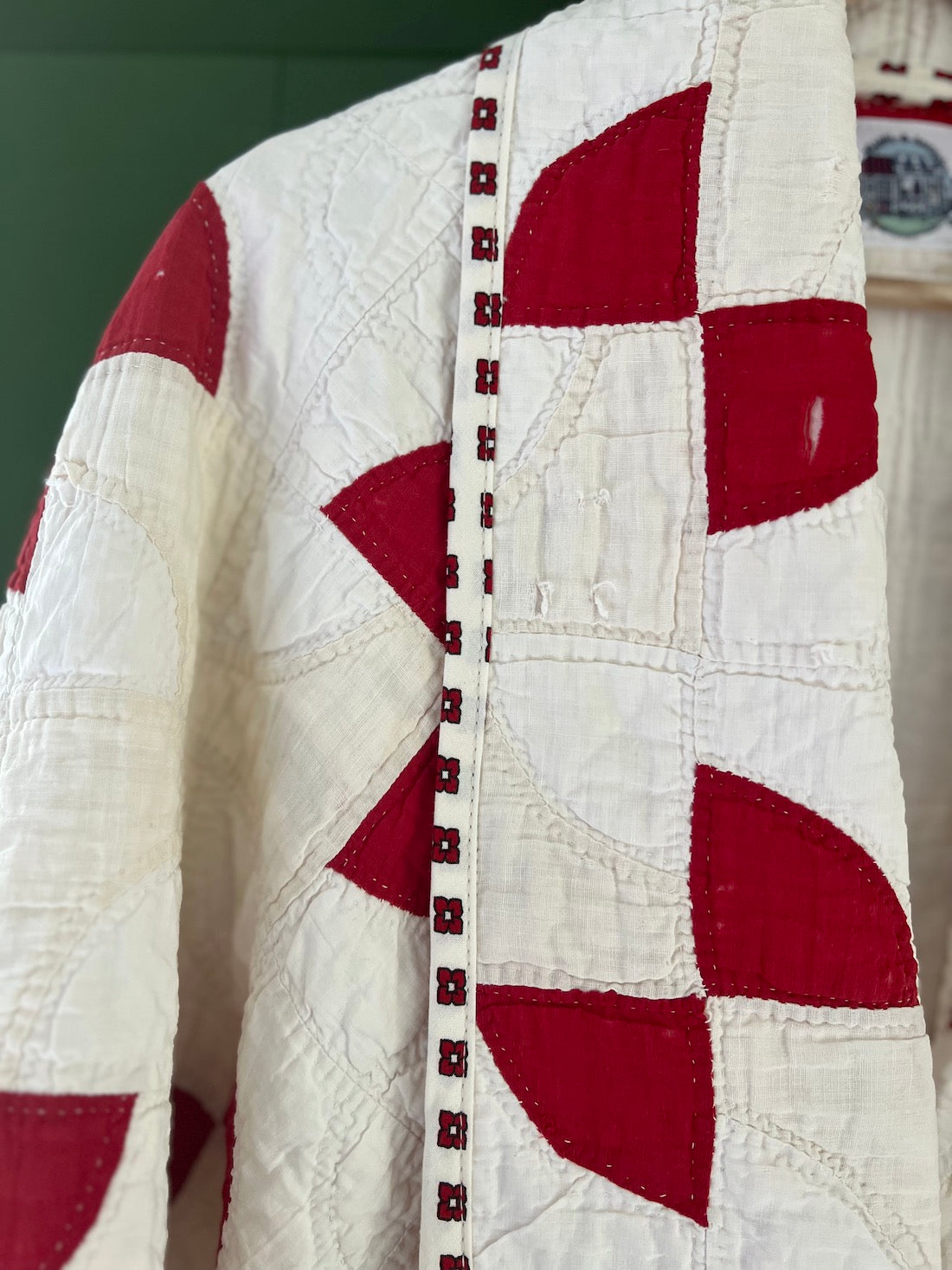 Red and White Drunkards Path Hummingbird Jacket
