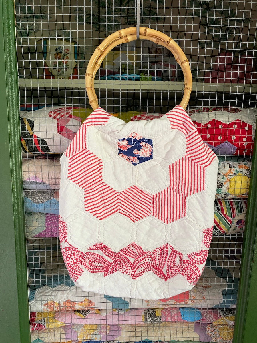 Grand Mother's Flower Garden Handmade Quilt Handbag/Purse