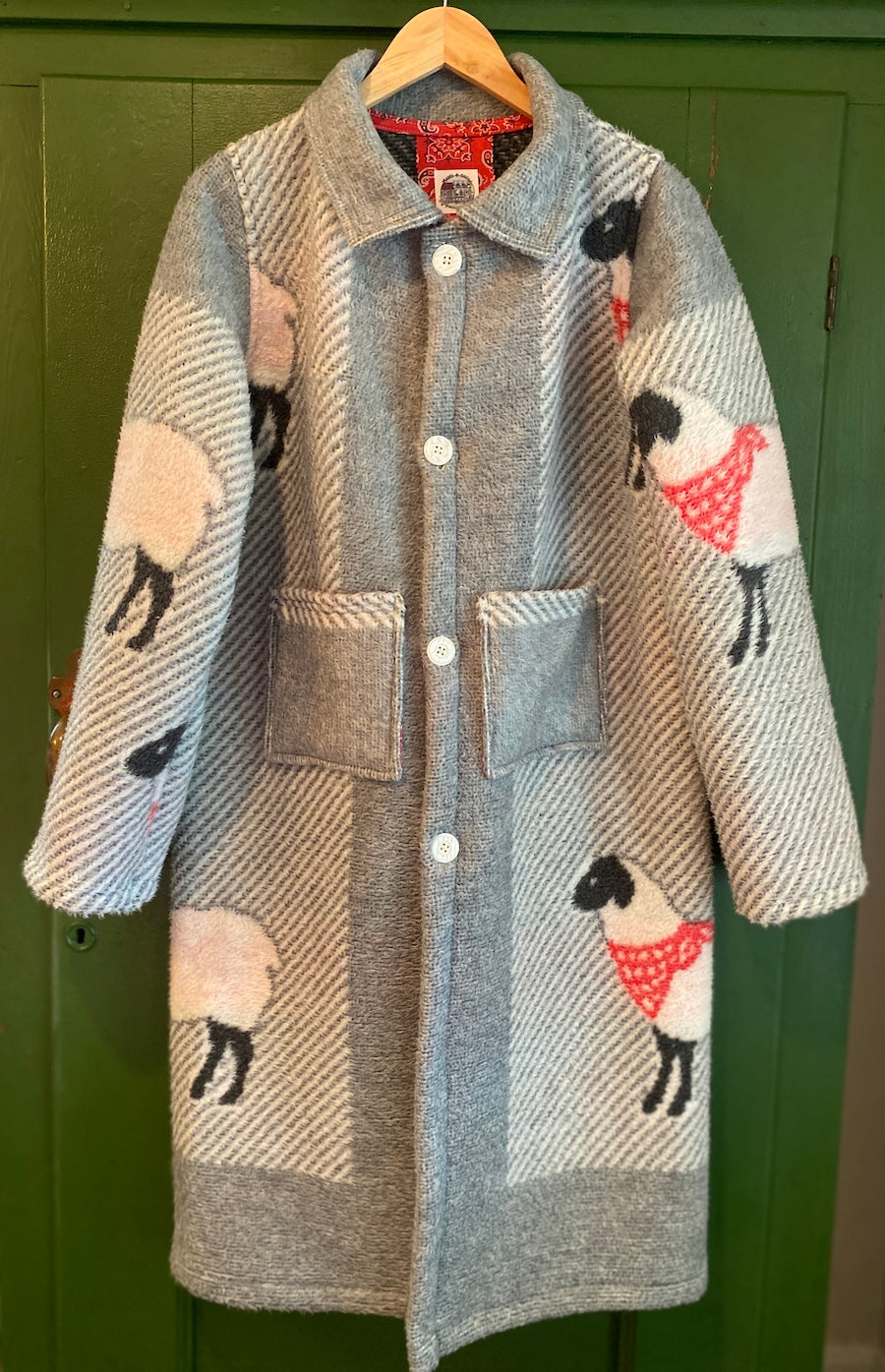 Sheep Blanket Coat with Removable Fur Collar