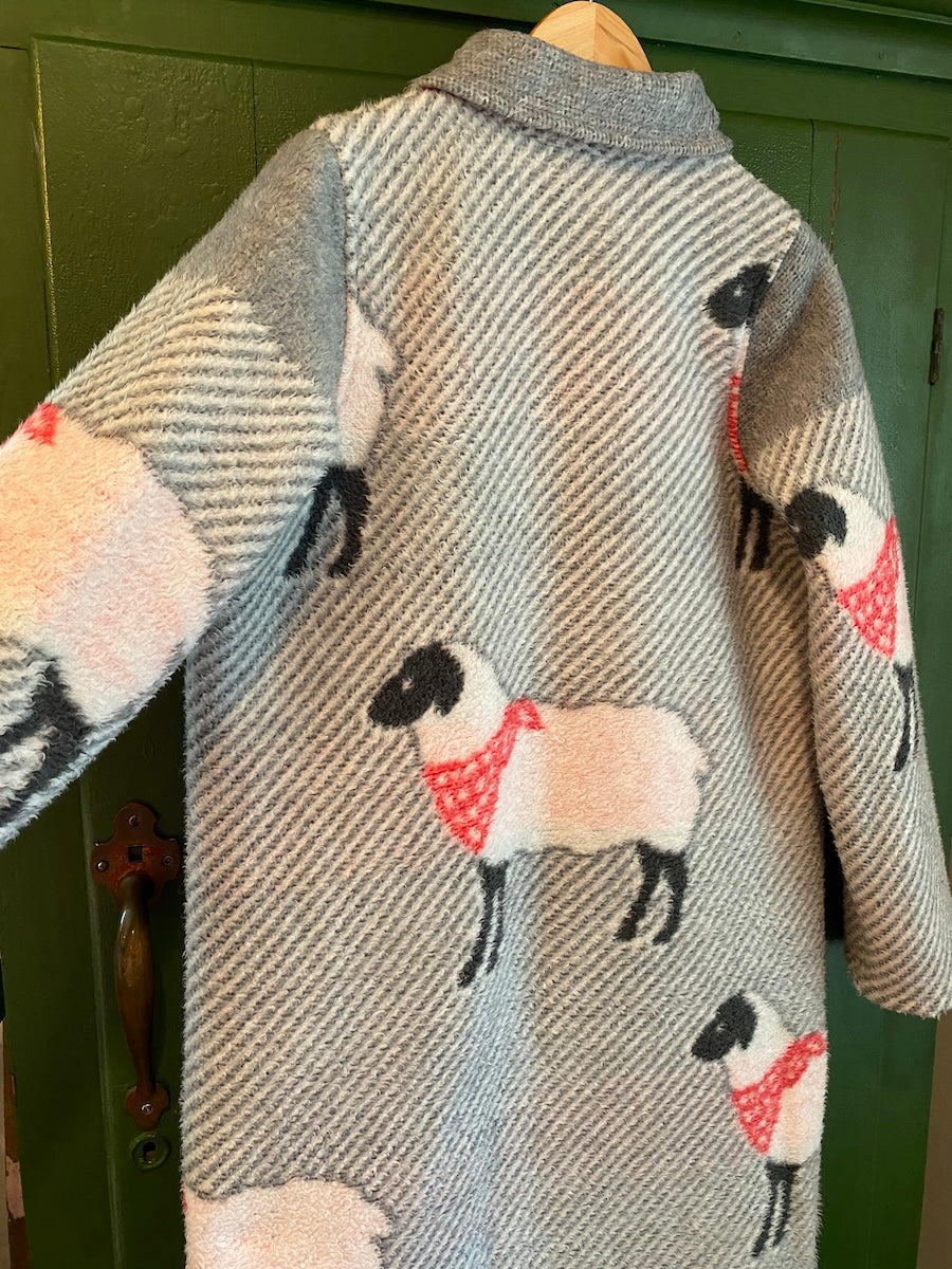 Sheep Blanket Coat with Removable Fur Collar