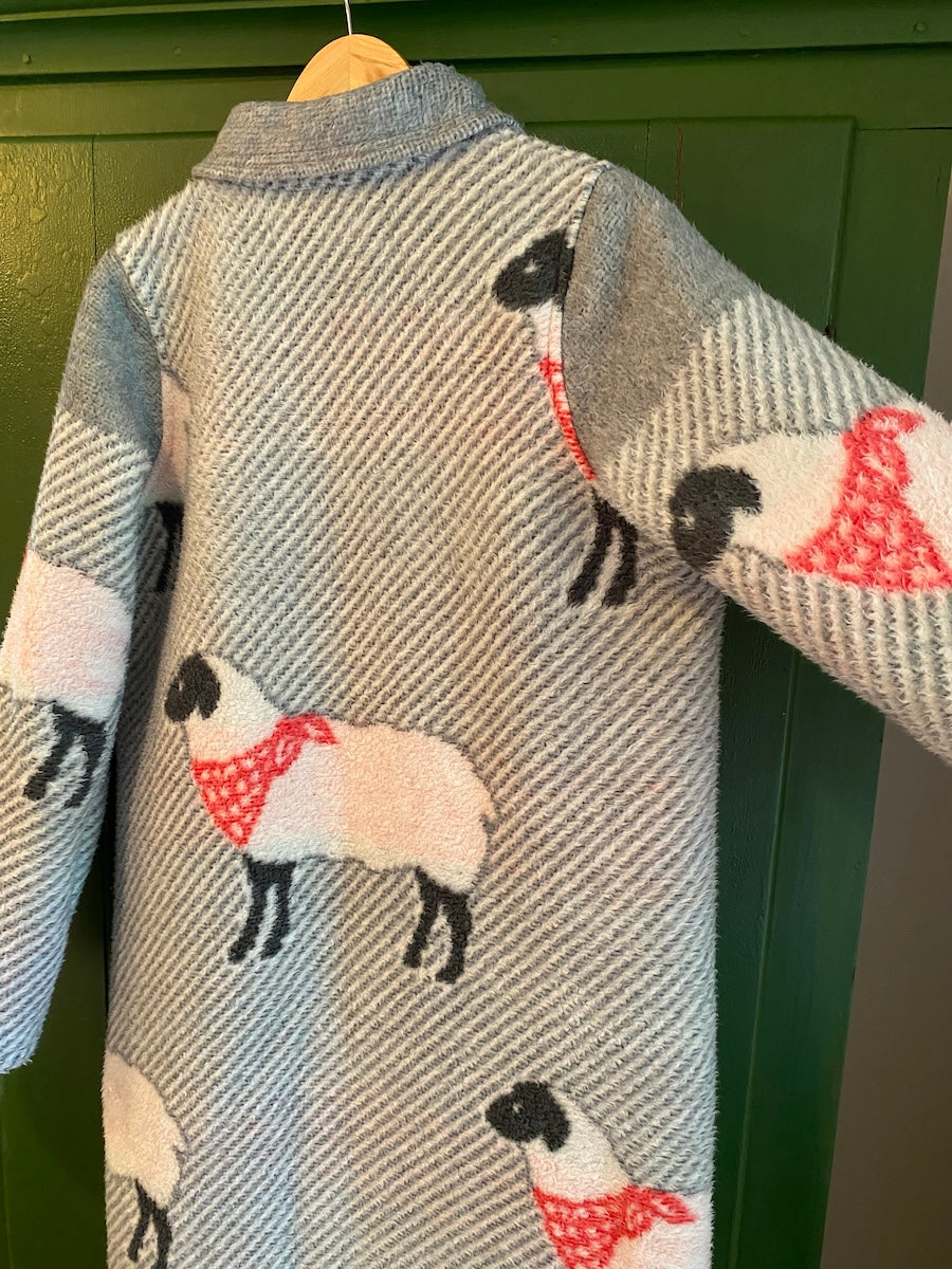 Sheep Blanket Coat with Removable Fur Collar