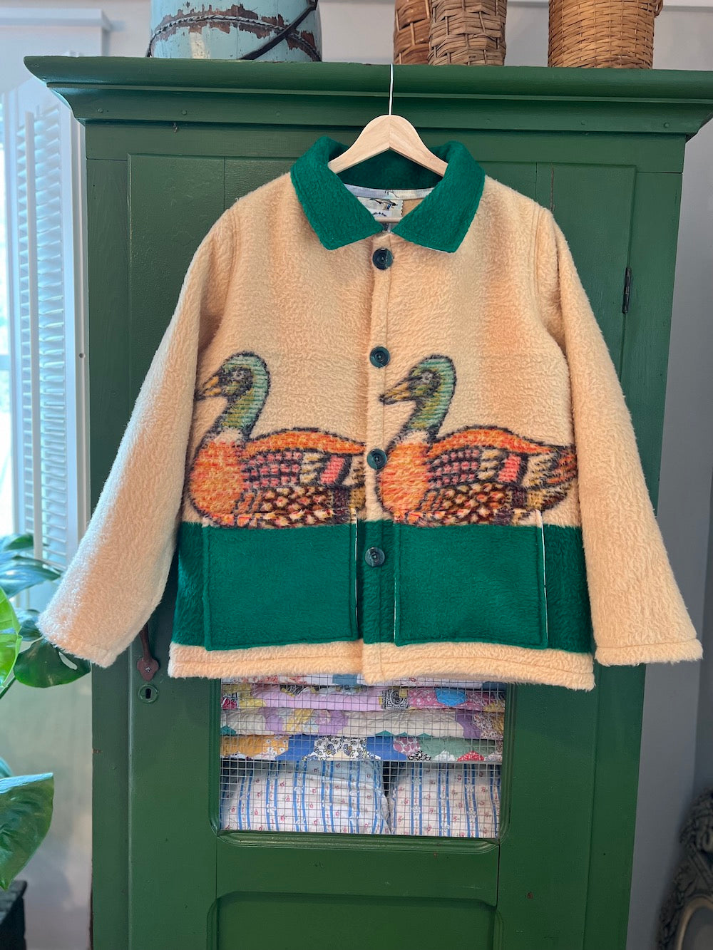Duck Blanket Coat with Removable Fur Collar