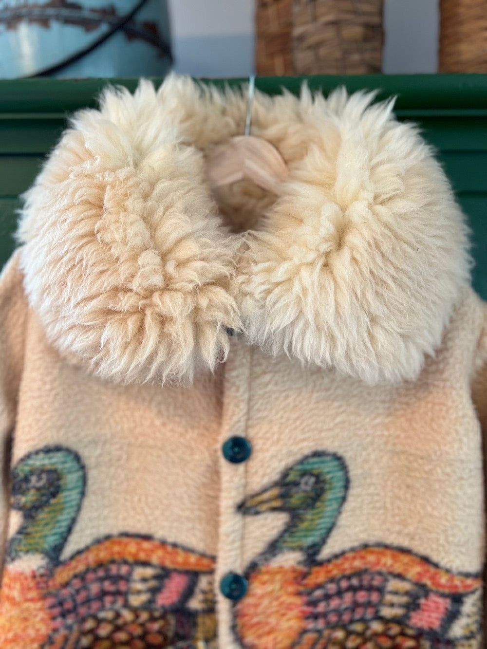 Duck Blanket Coat with Removable Fur Collar