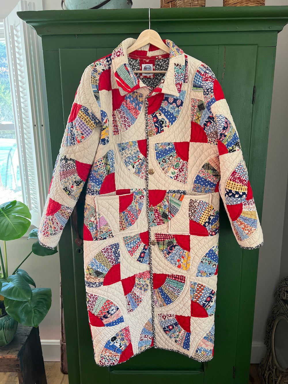 Red Fan Duster Length Coat