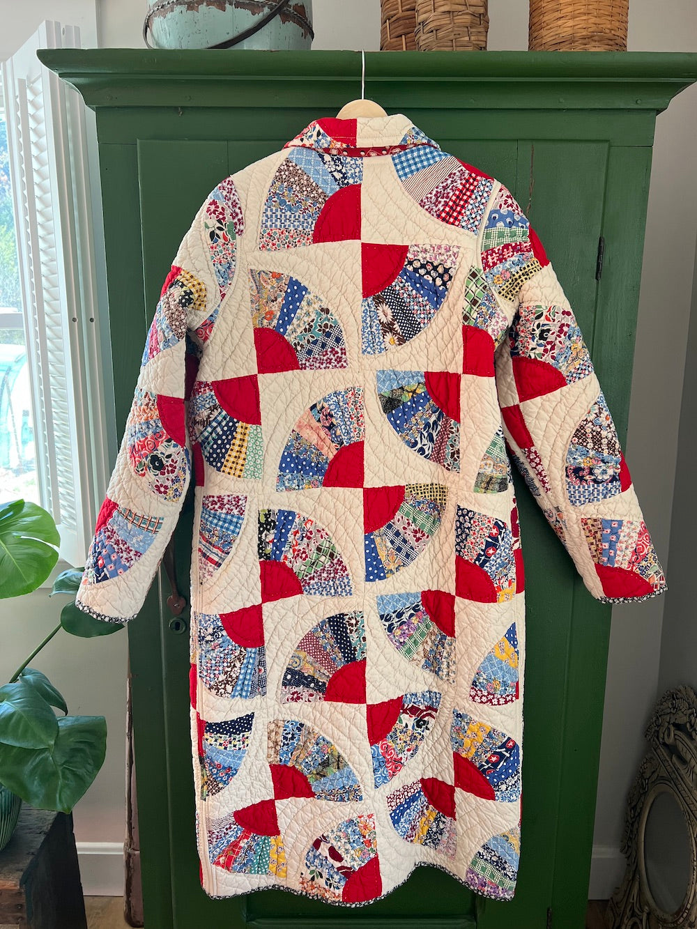 Red Fan Duster Length Coat