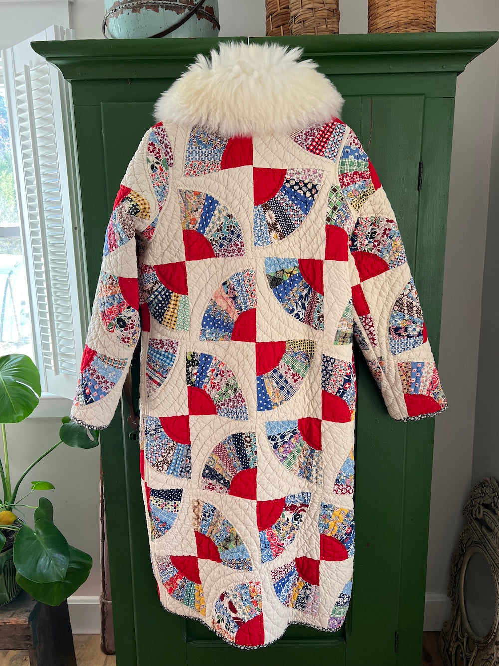 Red Fan Duster Length Coat