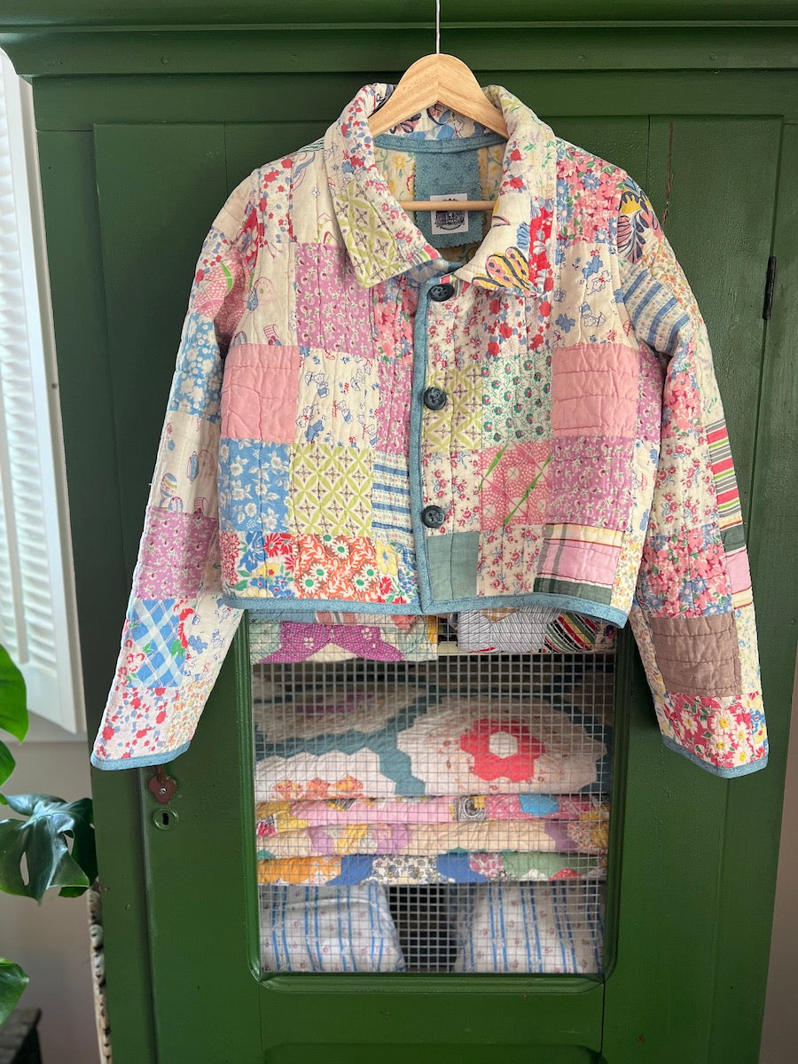 Nine Patch Feed Sack Cropped Chore Style Jacket