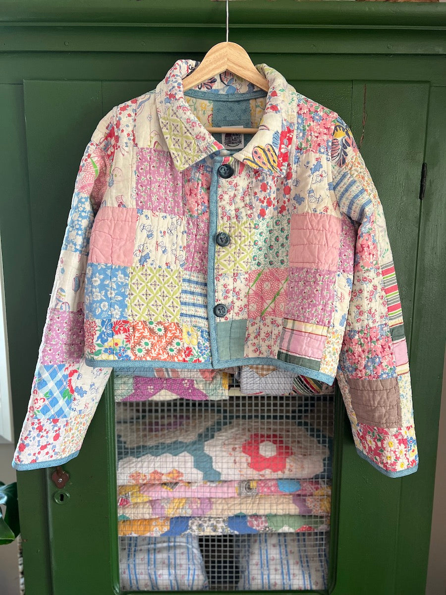 Nine Patch Feed Sack Cropped Chore Style Jacket
