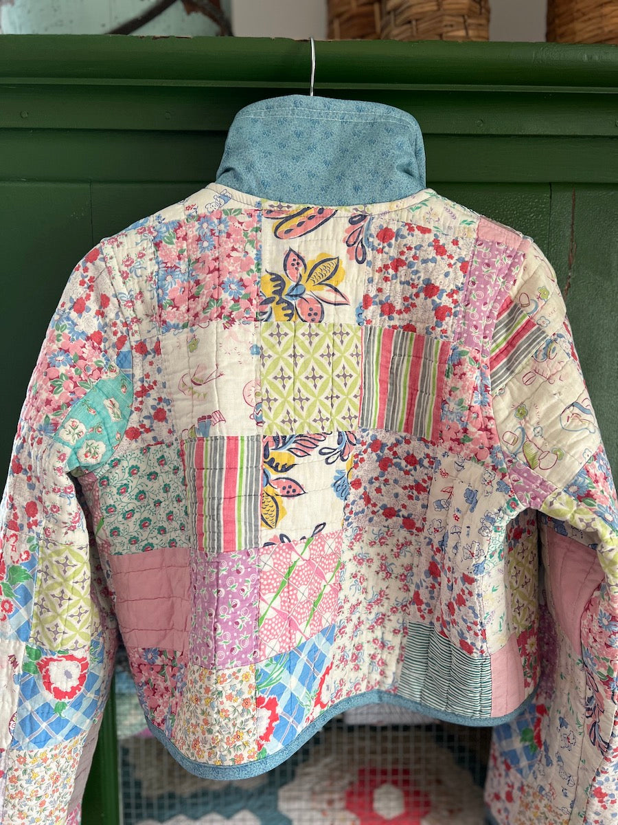 Nine Patch Feed Sack Cropped Chore Style Jacket