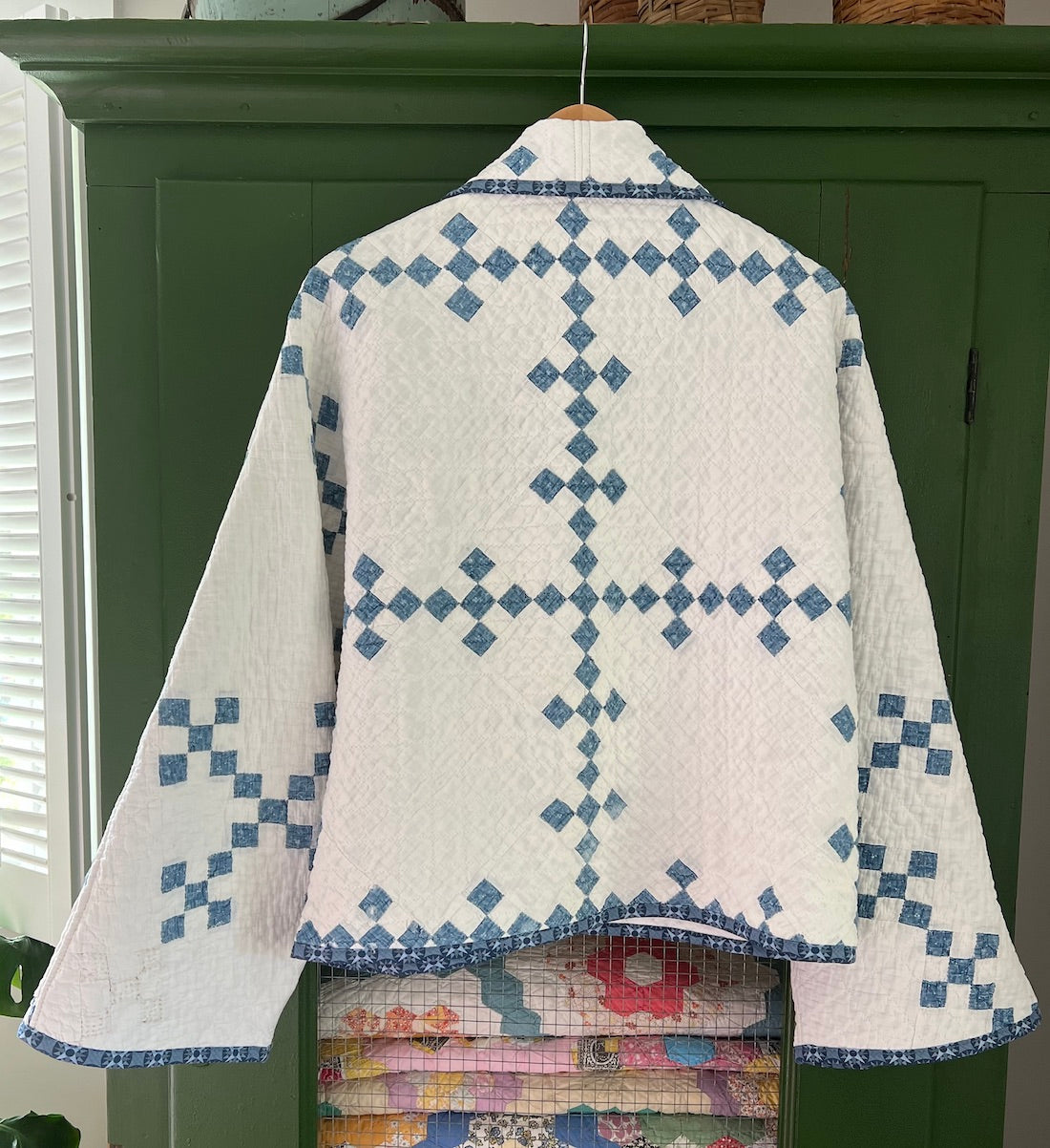 Blue and White  Hummingbird Jacket