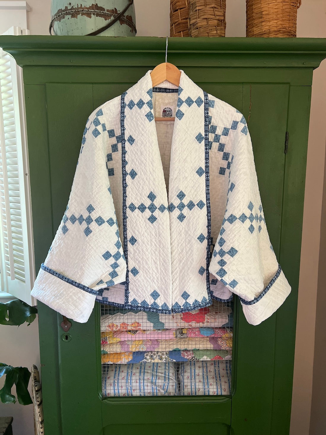 Blue and White  Hummingbird Jacket