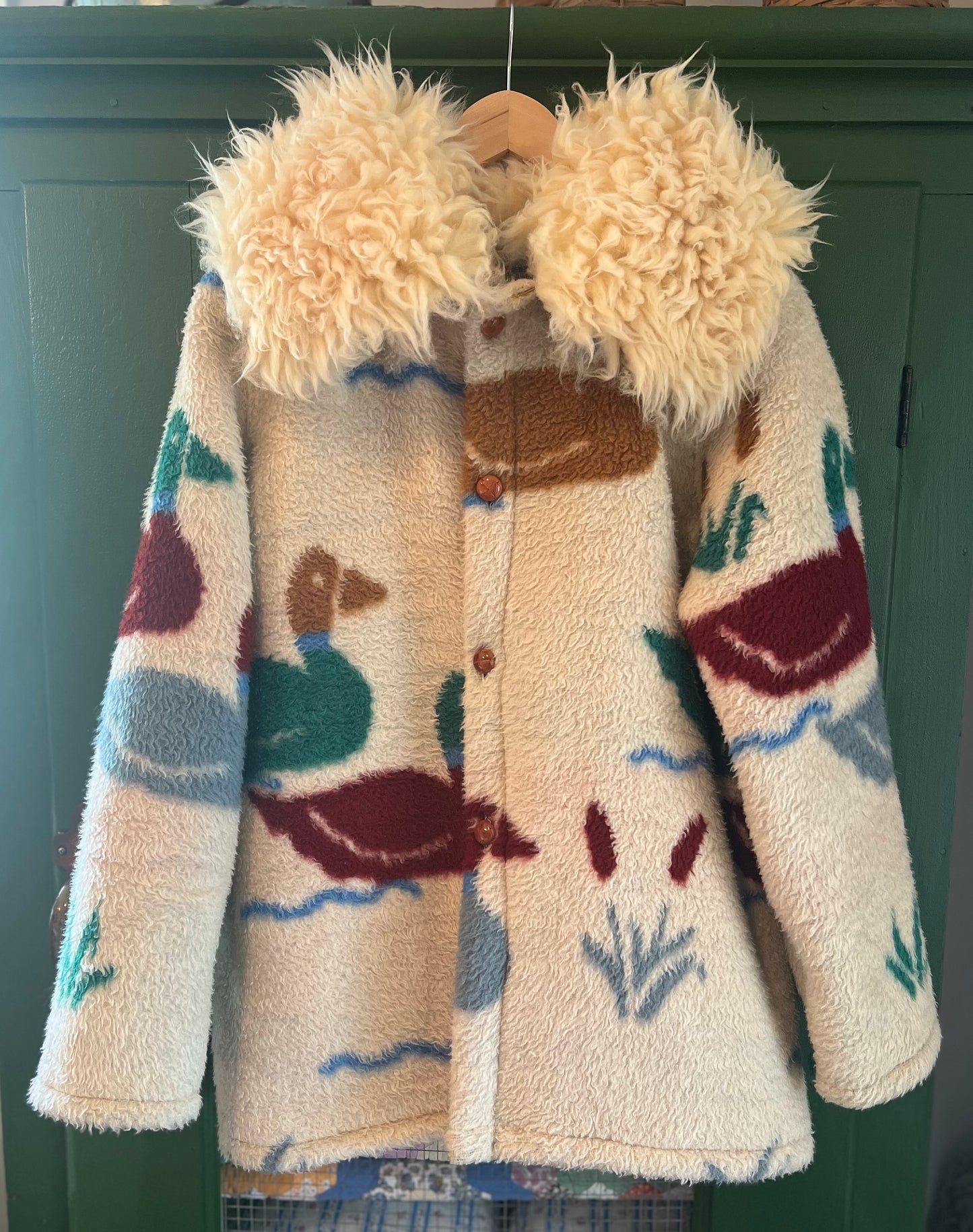 Duck Blanket Coat with Removable Fur Collar