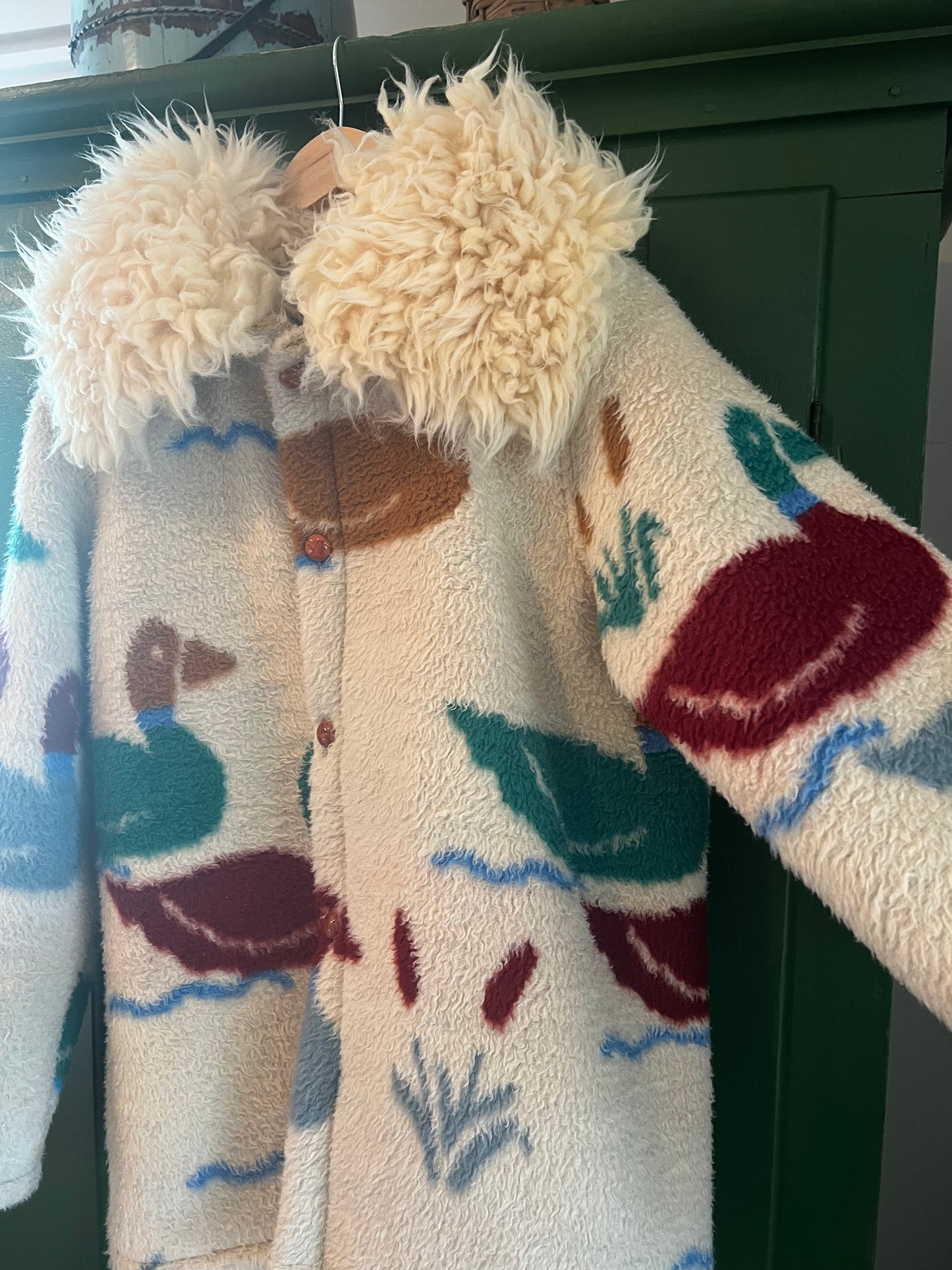 Duck Blanket Coat with Removable Fur Collar