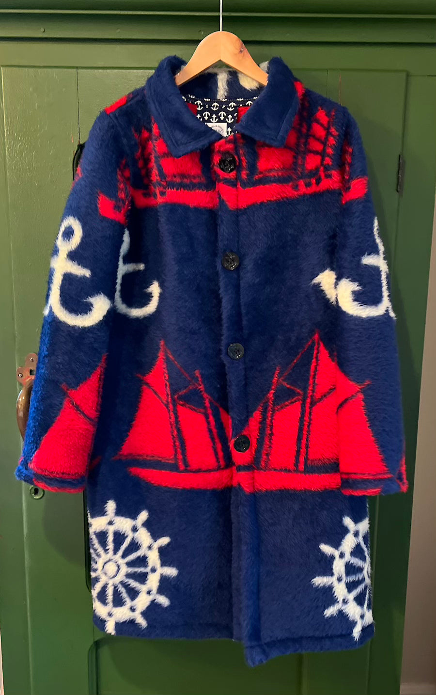 Nautical Blanket Coat With Removable Collar